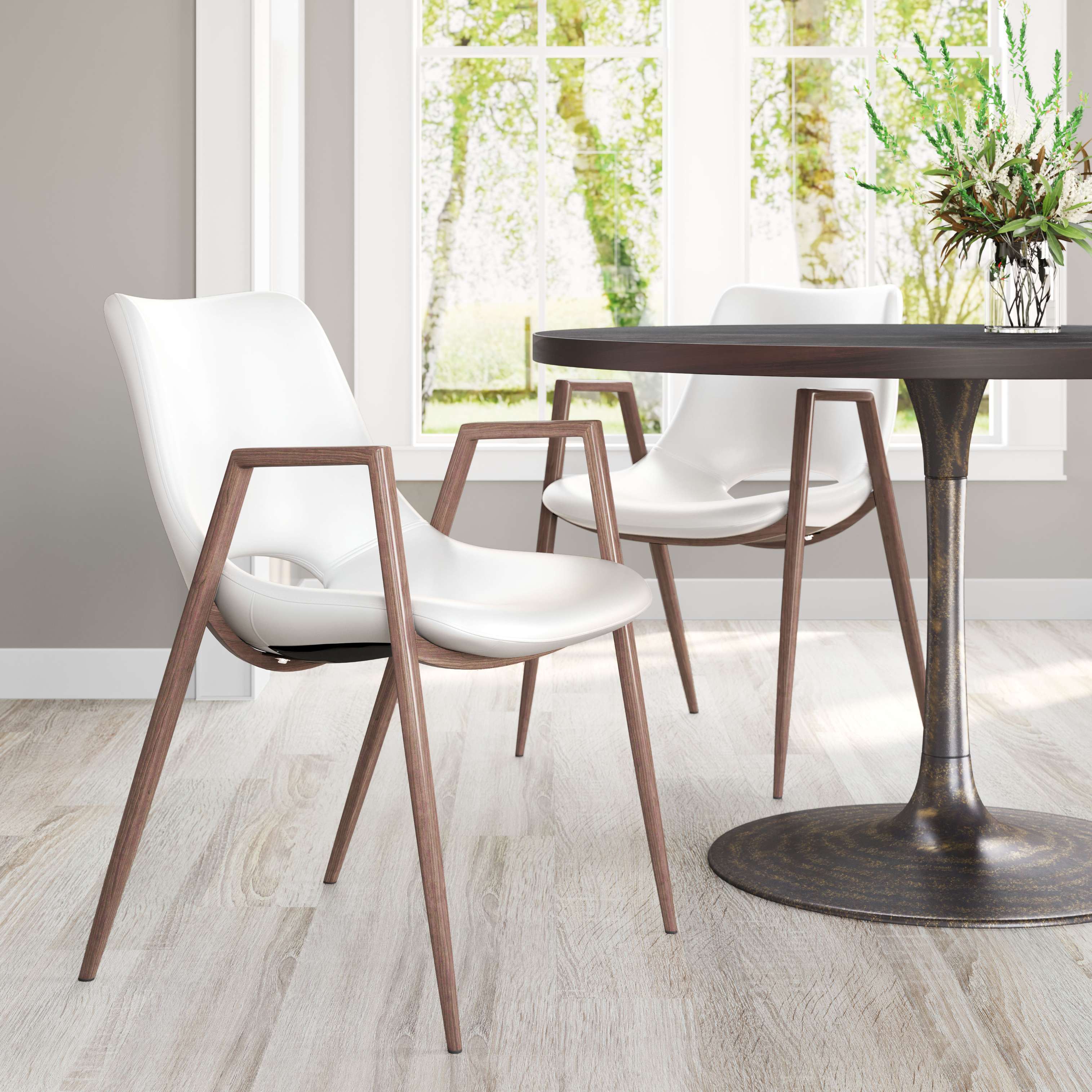 Zuo Modern Desi Dining Chair in Black & Walnut/Azure Gray & Walnut/Beige & Walnut