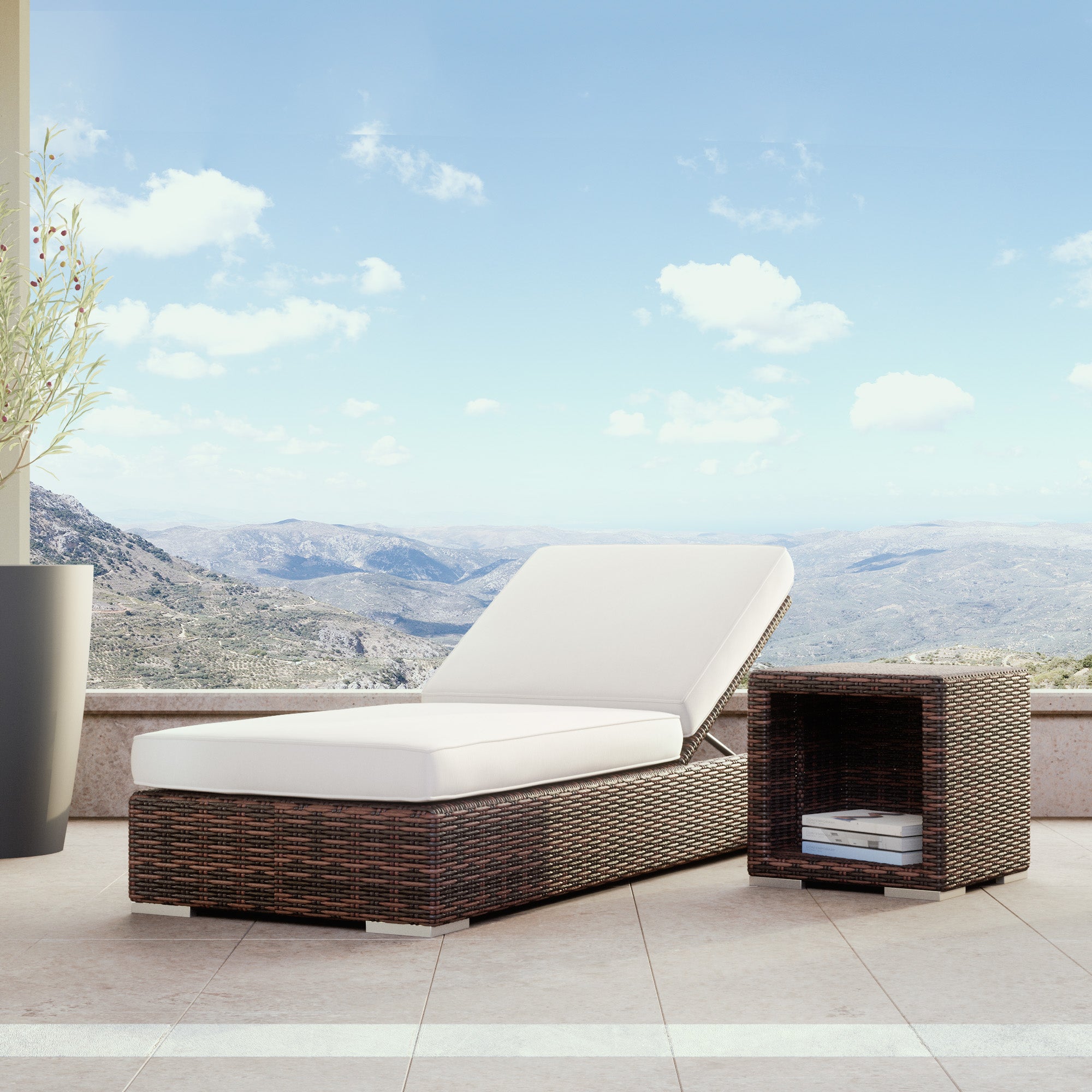 Sunset West Montecito Wicker Adjustable Chaise with Cushion