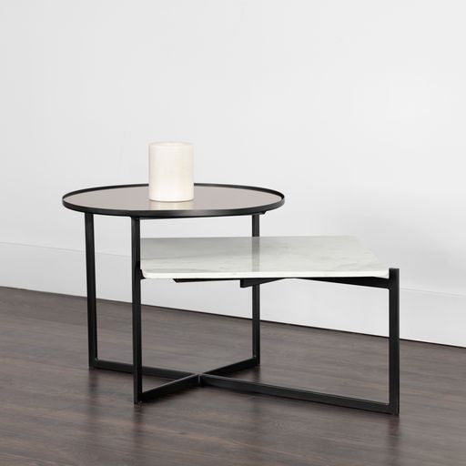 Sunpan Rivas Coffee Table Grey / White Marble