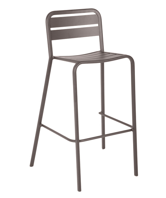 BFM Seating Vista Stacking Barstool Powdered Coated Aluminum - Black/Earth