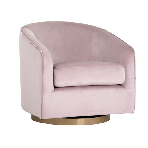 Sunpan Hazel Swivel Lounge Chair in Gold - Belfast Heather Grey / Black Sky / Blush Sky / Burgundy Sky / Deep Green Sky / Navy Blue Sky / Dark-Bronze Gold Sky