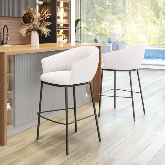 Zuo Modern Essen Barstool in Ivory/Black & Bronze