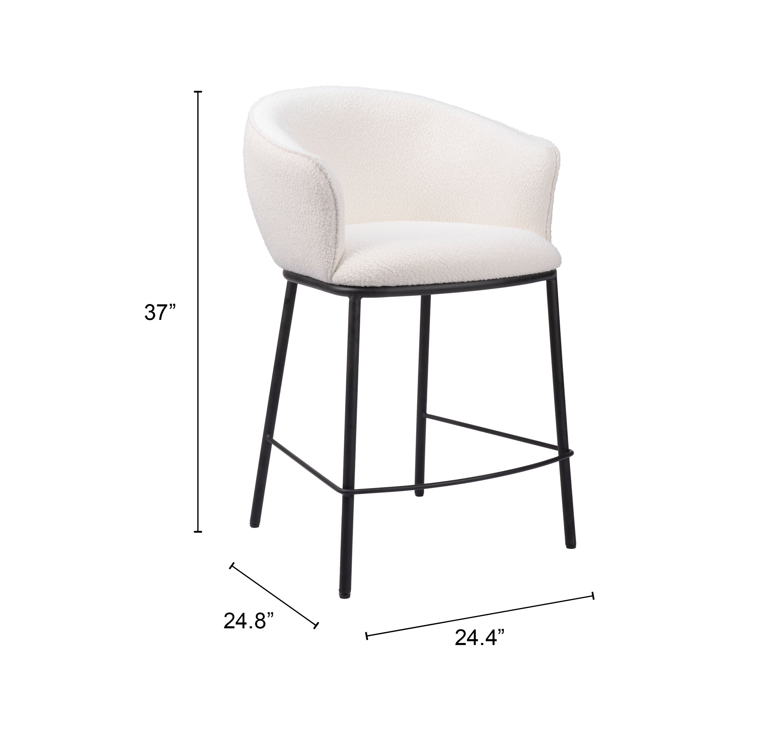 Zuo Modern Essen Counter Stool in Ivory/Black & Bronze