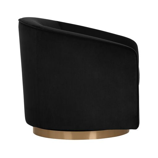 Sunpan Hazel Swivel Lounge Chair in Gold - Belfast Heather Grey / Black Sky / Blush Sky / Burgundy Sky / Deep Green Sky / Navy Blue Sky / Dark-Bronze Gold Sky