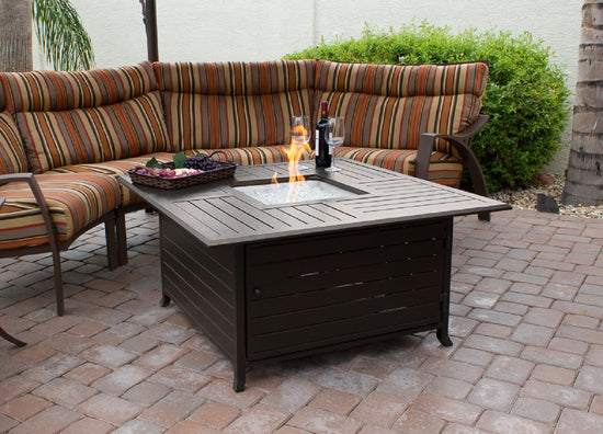 AZ Patio Heaters Outdoor Square Aluminum Fire Pit in Hammered Bronze