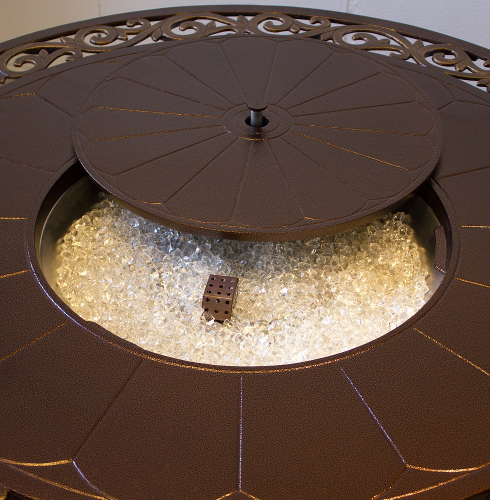 AZ Patio Heaters Outdoor Round / Rectangular Propane Aluminum Fire Pit with Scroll Design