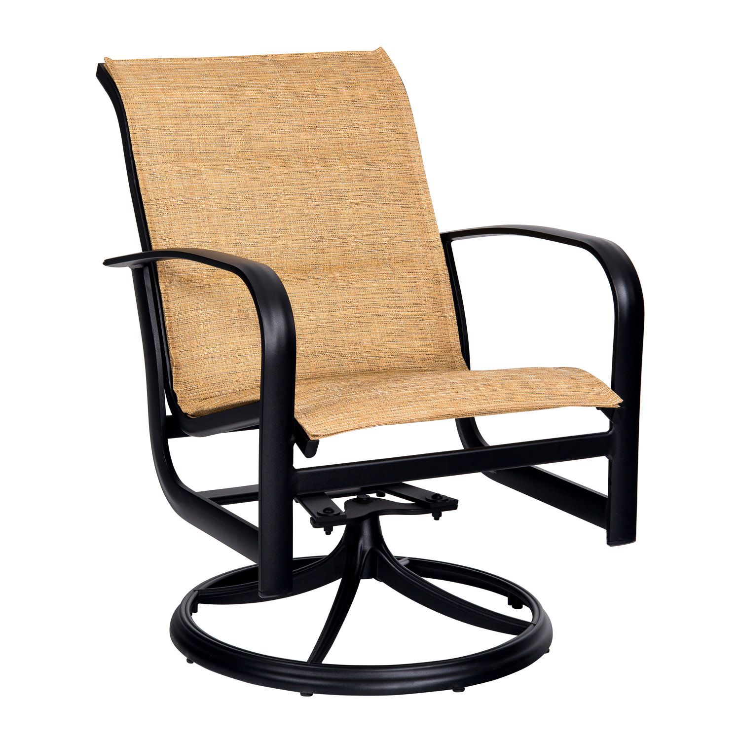 Woodard Fremont Padded Sling Swivel Rocking Dining Armchair, Aged Teak, Augustine Alloy (Grade A), Grade A Fabric, Garden Chairs, Dining Chairs, Fremont, Aluminum, Dining Chairs, Curved, Outdoor