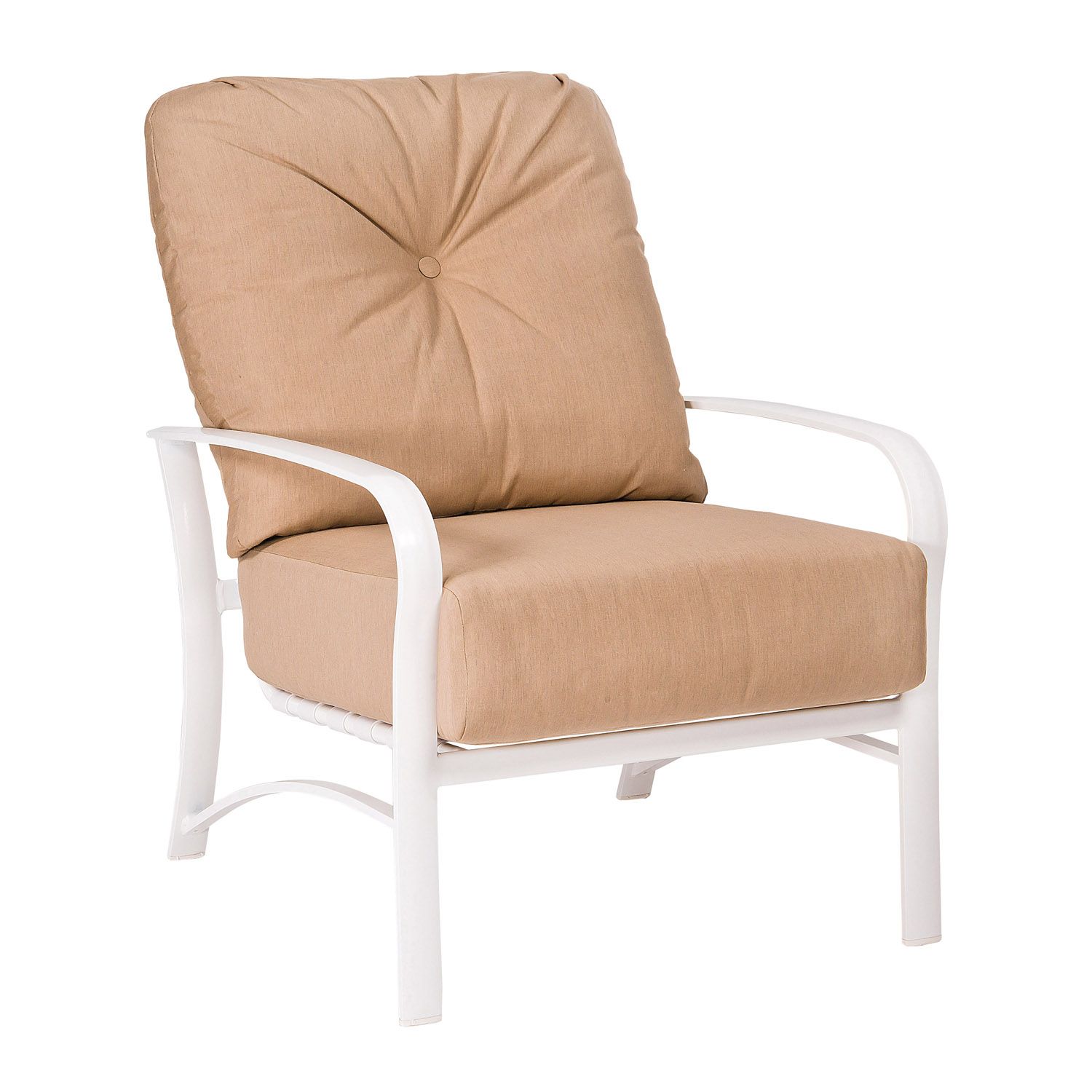 Woodard Fremont Cushion Lounge Chair, Aged Teak, Beach Bum Creamsicle (Grade A), Grade A Fabric, Garden Chairs, Lounge Chairs, Fremont, Aluminum, Fabric, Lounge Chairs, Curved, Outdoor