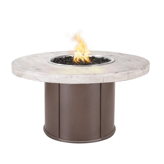 The Outdoor Plus Fresno 43" Steel and Wood Grain Fire Table
