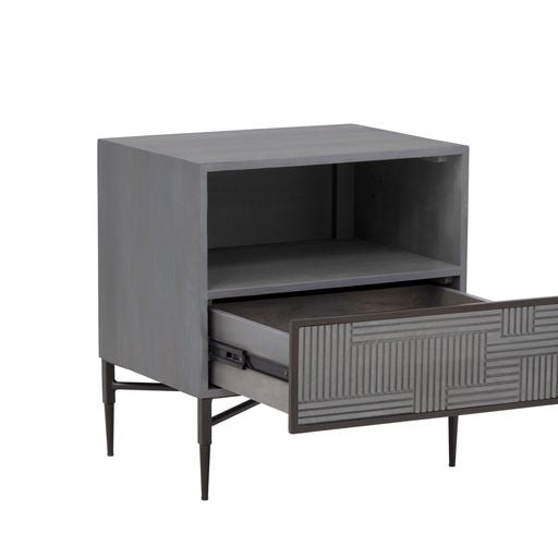Sunpan Markwood Nighstand Antique Bronze-Glacier Grey / Brass-Dark Brown