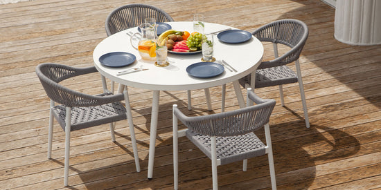 DecoScapes Aria 48" Round Aluminum Frame Dining Table