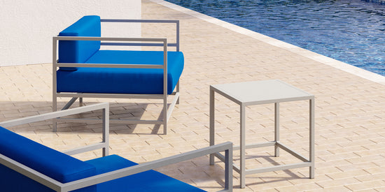DecoScapes Delano Aluminum 18'' Wide Square Duraboard Top Side Table