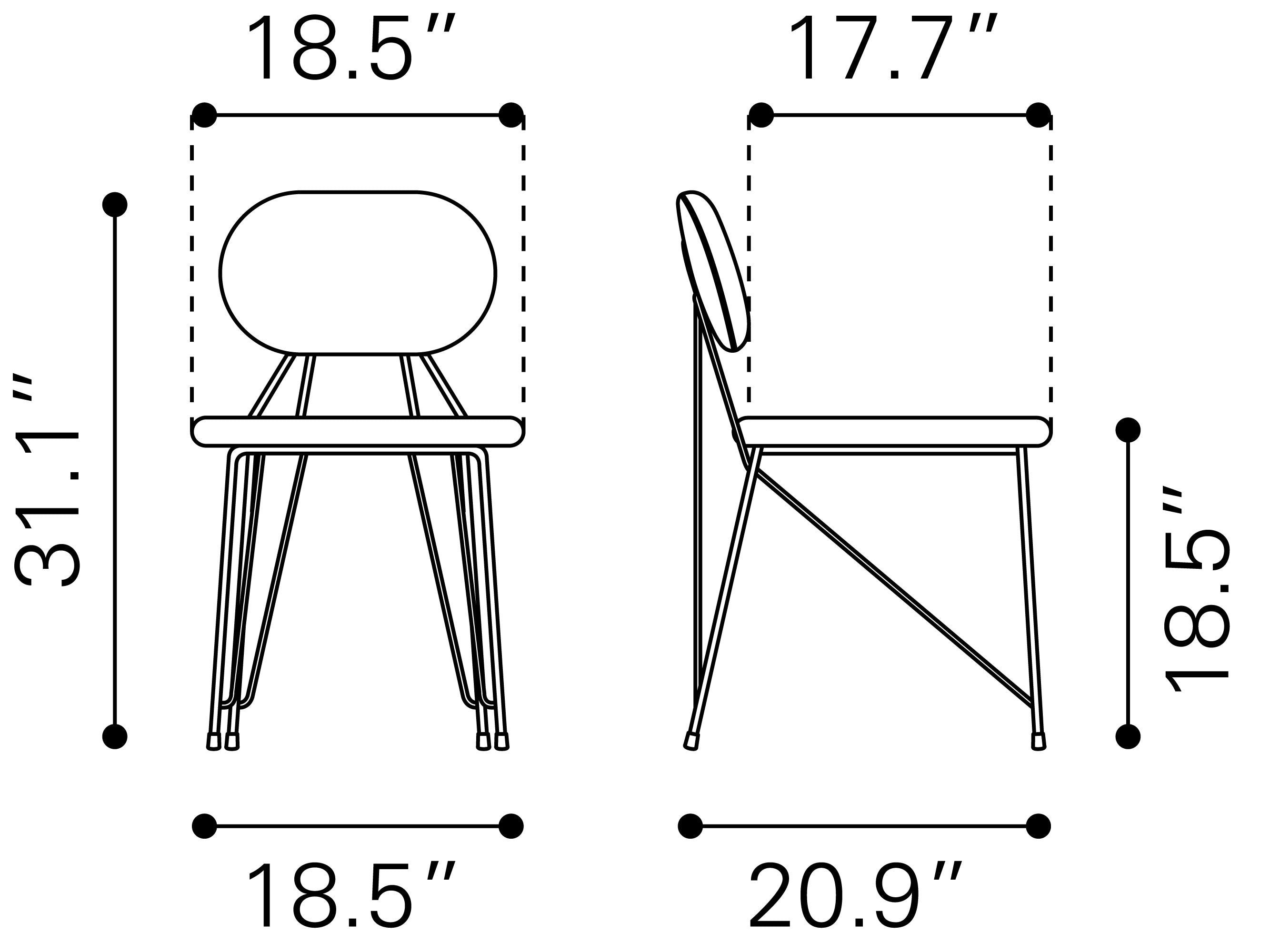 Zuo Modern Georges Dining Chair in Gray & Gold
