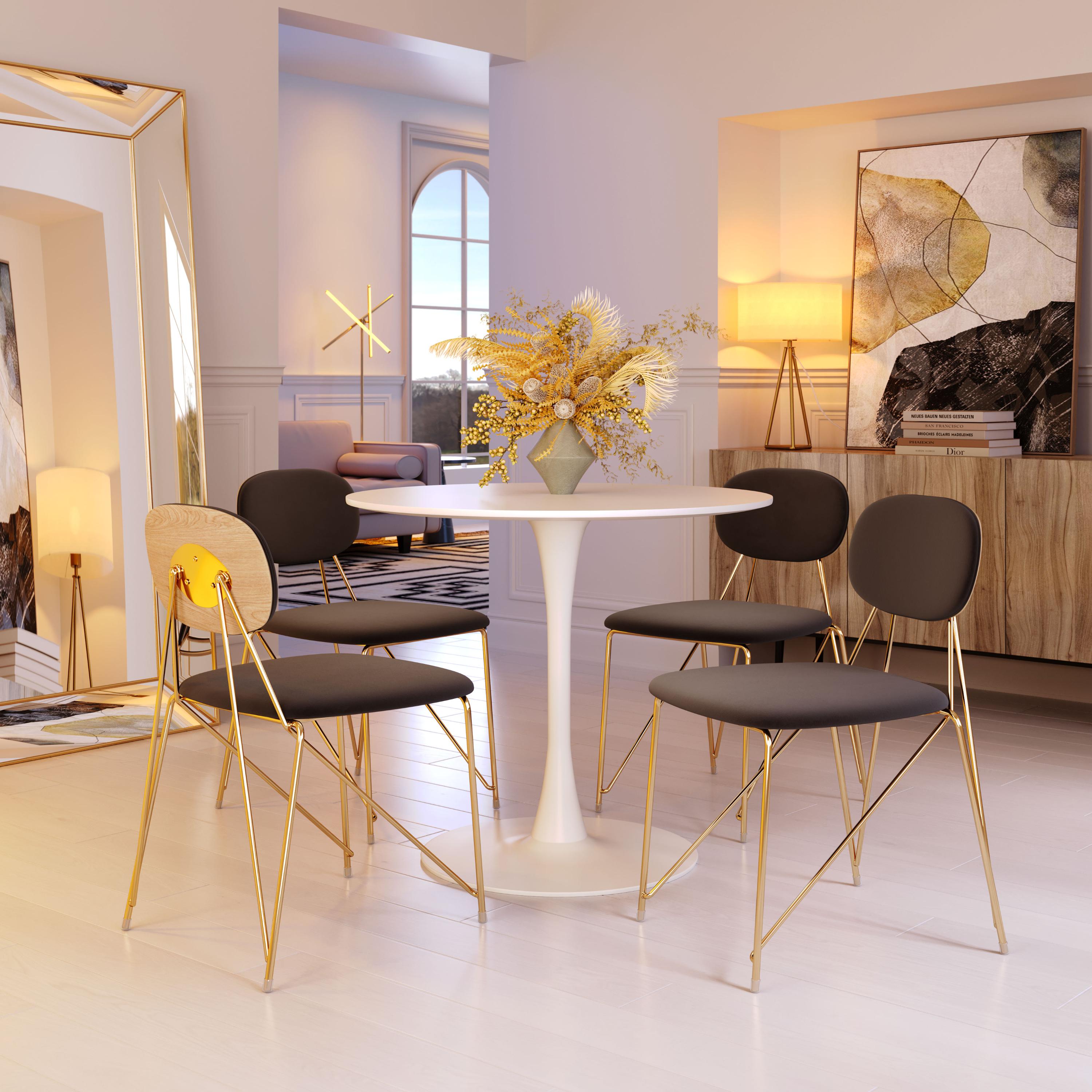 Zuo Modern Georges Dining Chair in Gray & Gold