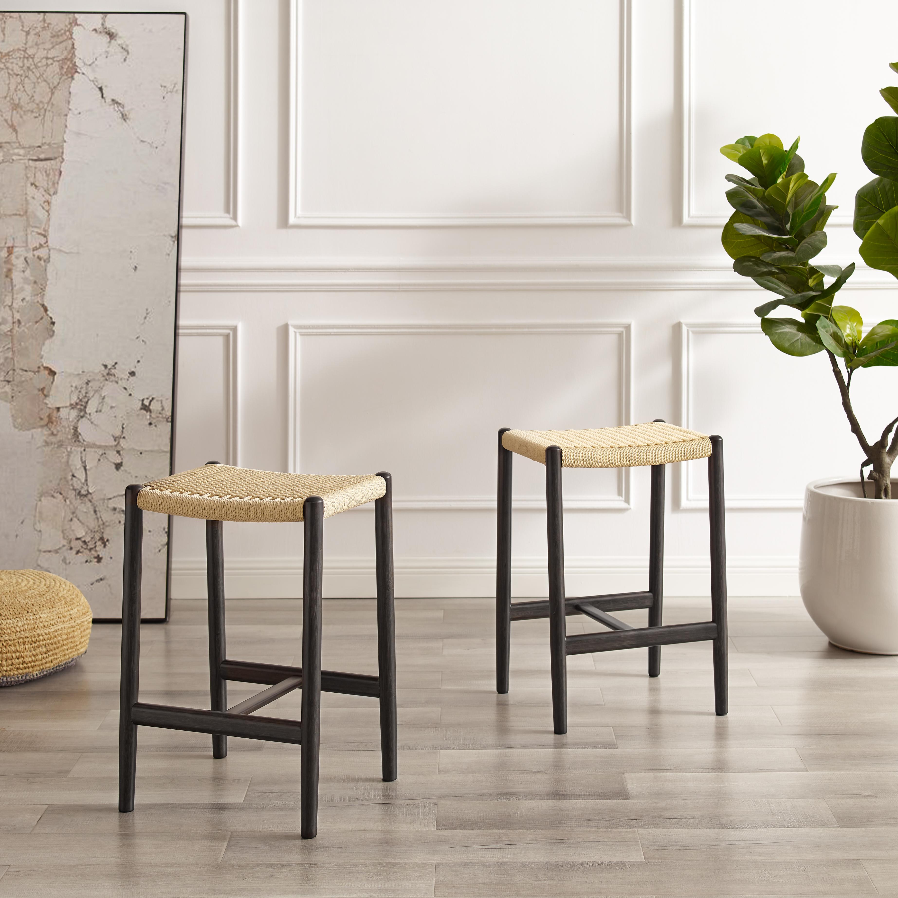 Greenington Leif Counter Height Stool In Caviar/Wheat