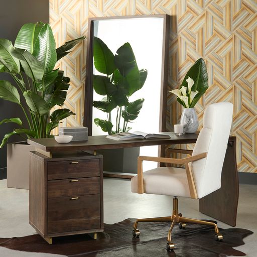 Sunpan Lewis Desk Grey / Dark Brown