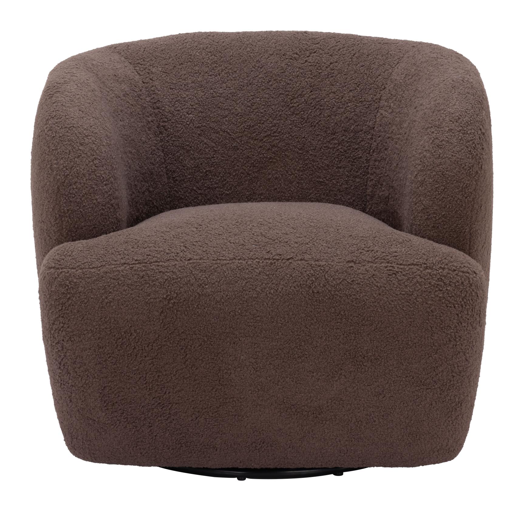Zuo Modern Govan Swivel Chair in Ivory/Brown