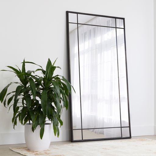 Sunpan Pasadena Floor Mirror Black / Brass