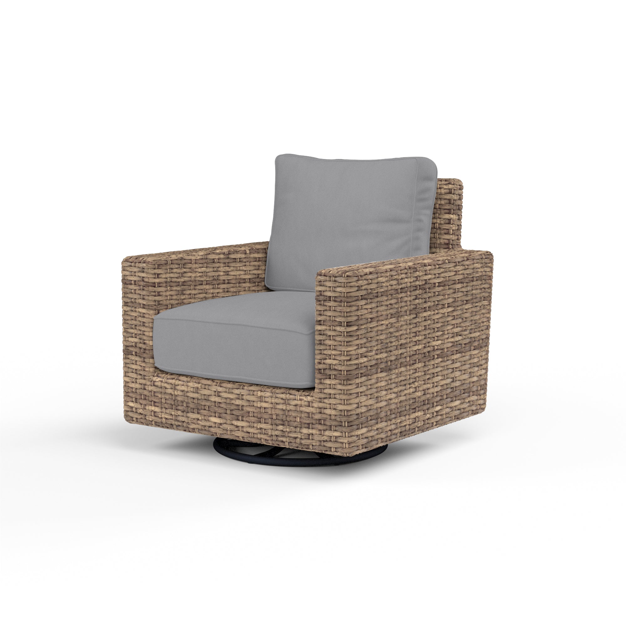 Sunset West Havana Swivel Club Rocker With Cushions In Canvas Flax