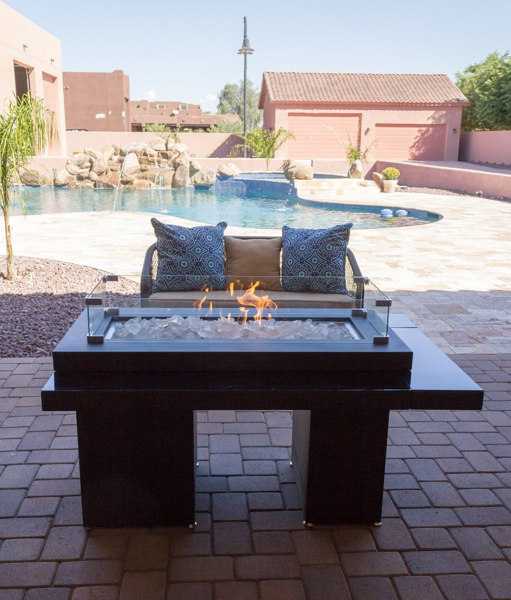AZ Patio Heaters Two Tiered Firepit in Black Mocha - Covered / No Cover