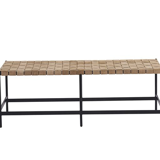 Sunpan Omari Bench Sueded Light Tan Leather