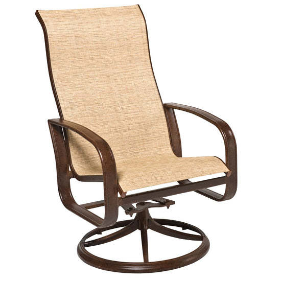 Woodard Cayman Isle Sling High Back Swivel Rocking Dining Armchair