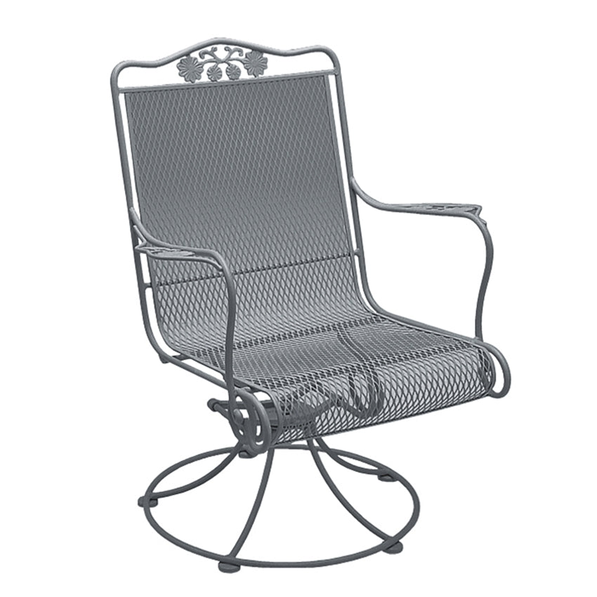 Woodard Briarwood High Back Swivel Rocker with Optional Seat and Back Cushion, Aged Teak, Beach Bum Creamsicle (Grade A), Grade A Fabric, Swivel Chairs, Fabric, Iron, Curved, Rocking Chair Legs, Outdoor
