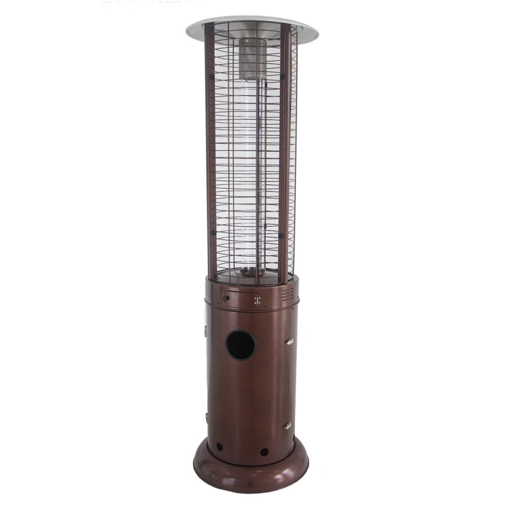 AZ Patio Heaters Round Commercial Glass Cylinder Patio Heater in Black with Black Tube / Hammered Bronze with Clear Tube