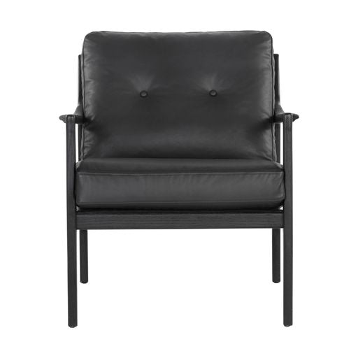 Sunpan Gilmore Lounge Chair Black - Black Leather / Walnut - Vienna Cream