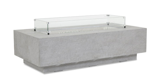 Sunset West Gravelstone Rectangular Fire Table with Glass Surround