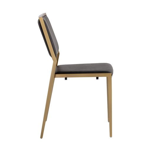 Sunpan Odilia Stackable Dining Chair Bravo Cream / Bravo Portabella - Set of Two