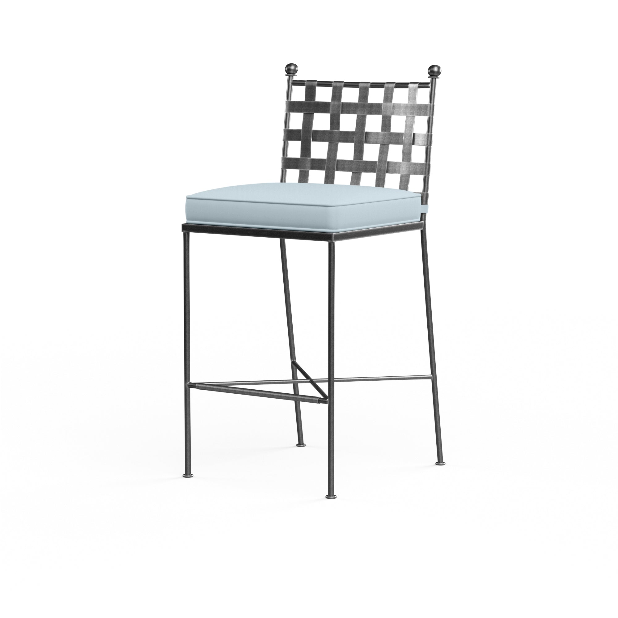 Sunset West Provence Wrought Iron Barstool with Cushion