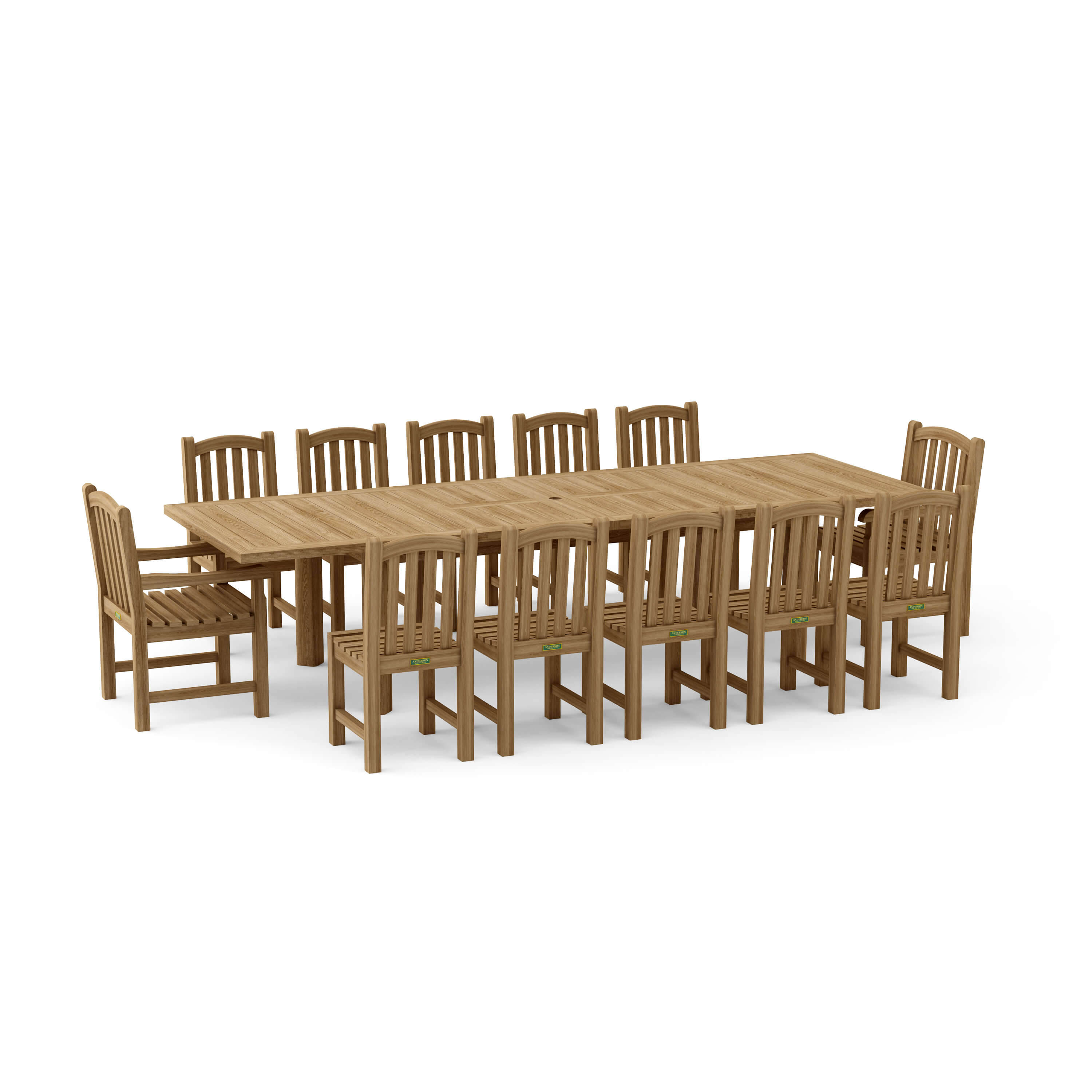 Anderson Teak 13-pc Chelsea Rectangular Double Extension Dining Table Set