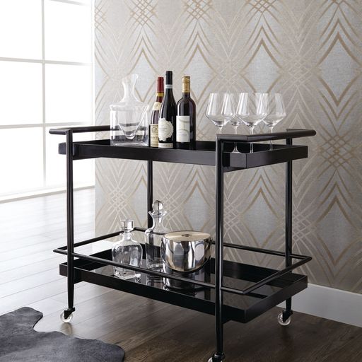 Sunpan Livingston Bar Cart Antique Brass / Black
