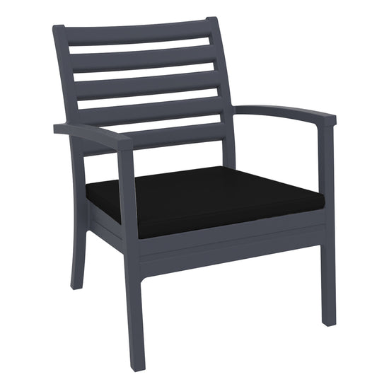 Compamia Artemis XL Club Chair Dark Gray with Sunbrella Black Cushions - Set of Two