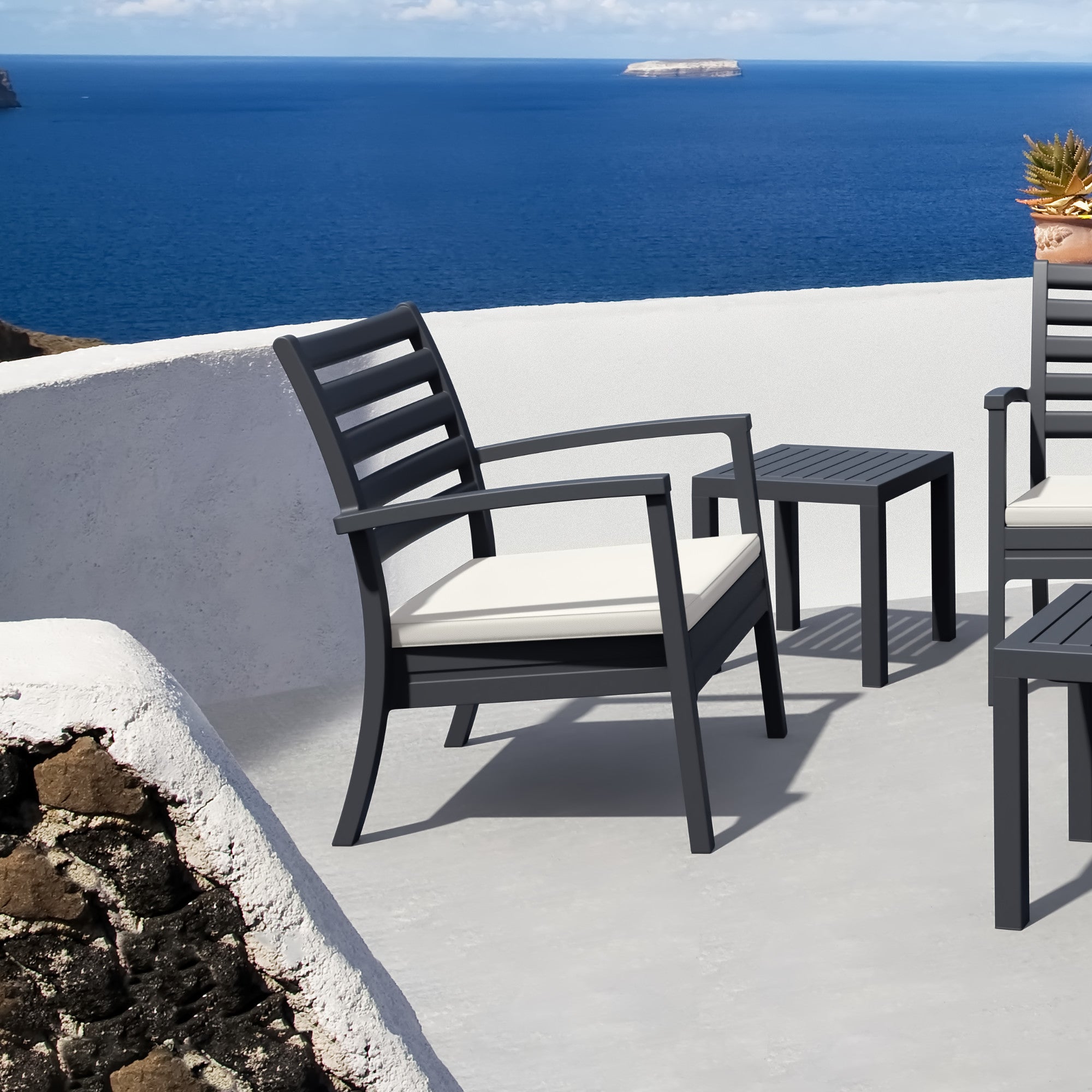 Compamia Artemis XL Club Chair in Dark Gray with Sunbrella Seat Cushion in Natural - Set of Two