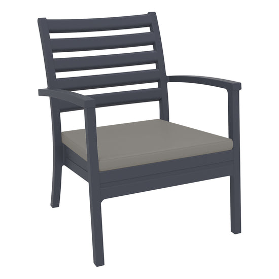 Compamia Artemis XL Club Chair Dark Gray with Sunbrella Taupe Cushions - Set of Two