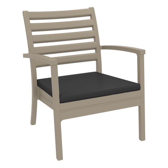 Compamia Artemis XL Club Chair Taupe with Sunbrella Charcoal Cushions