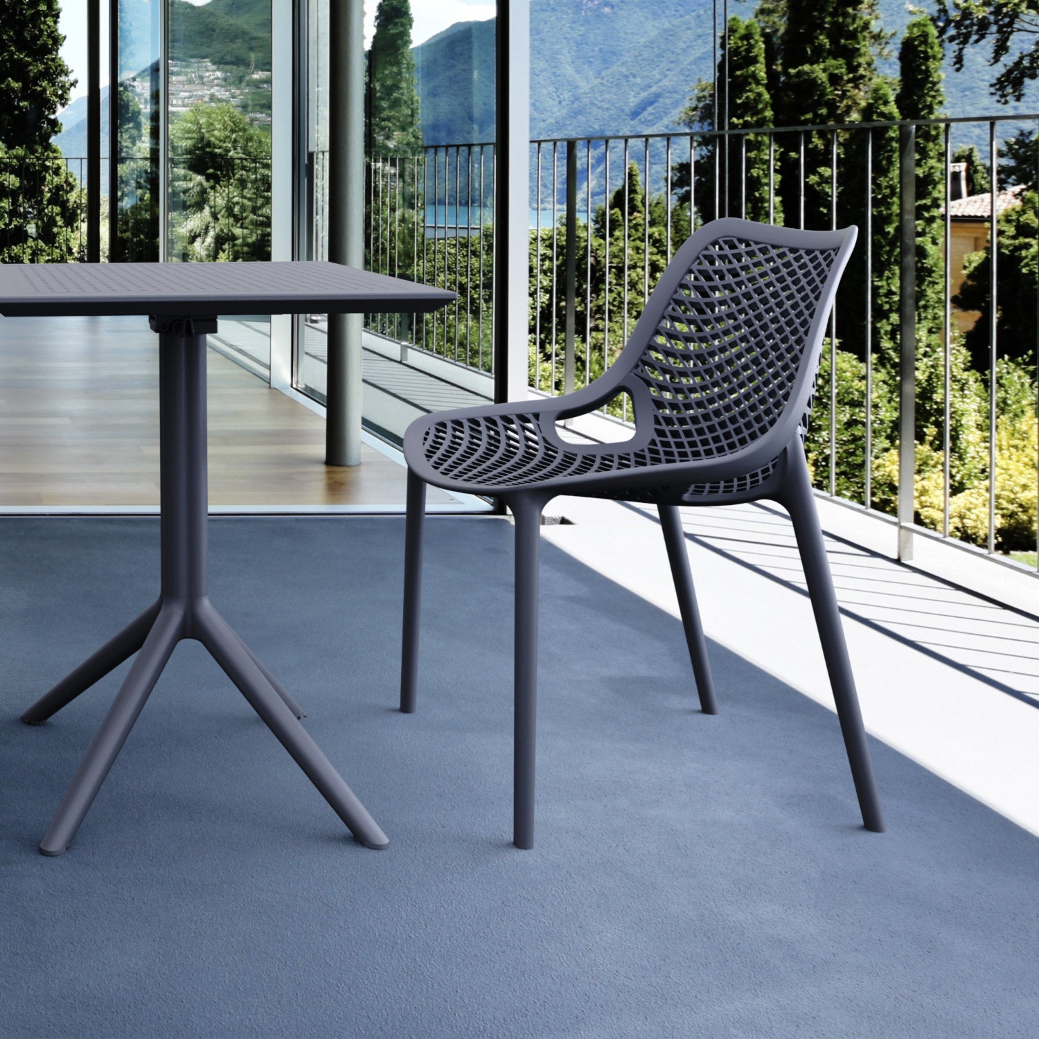 Compamia Air Bistro Set 3 Piece Black/Dark Gray/Taupe/White