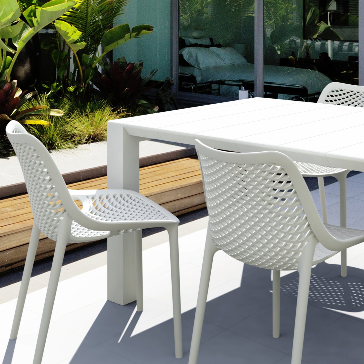 Compamia Air Extension Dining Set 5 Piece in Black/Dark Gray/Taupe/White