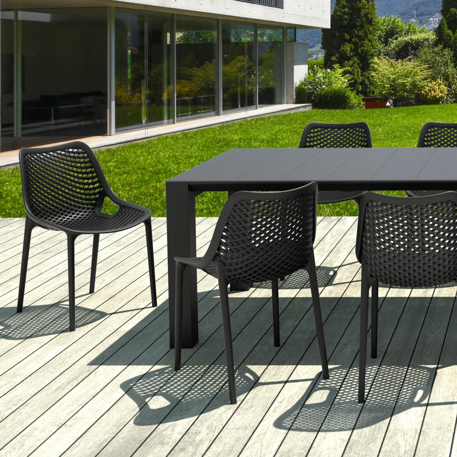 Compamia Air Extension Dining Set 11 Piece in Black/Taupe/Dove Gray/White