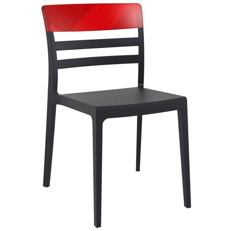 Compamia Moon Dining Chair White Transparent Clear/Glossy White/Red/Amber- Set of Tgwo