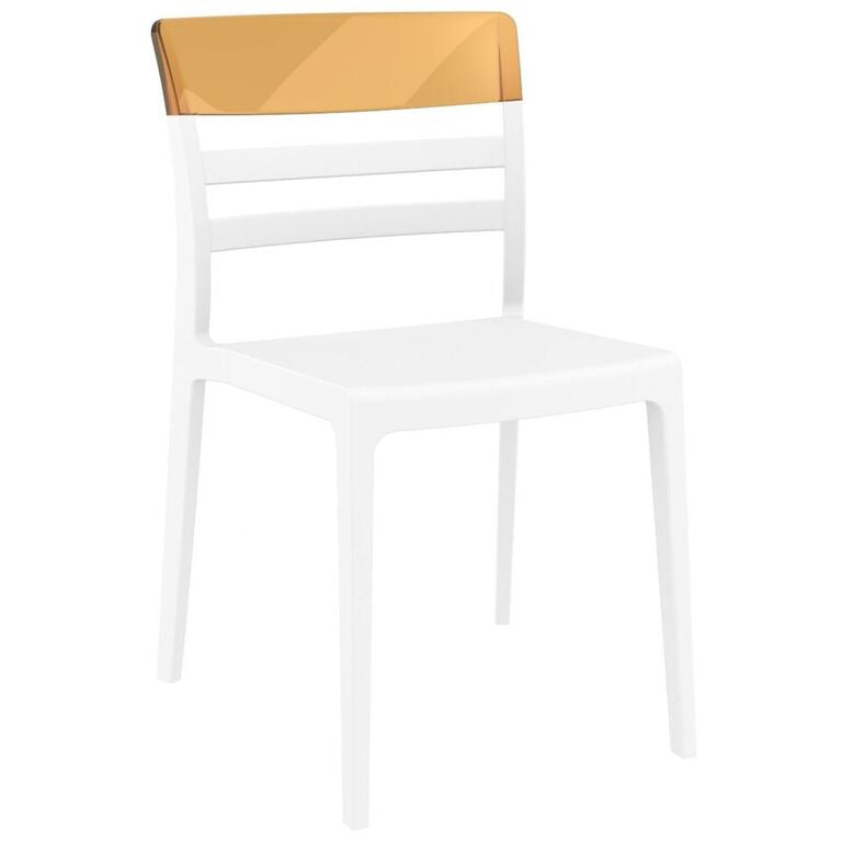 Compamia Moon Dining Chair White Transparent Clear/Glossy White/Red/Amber- Set of Tgwo
