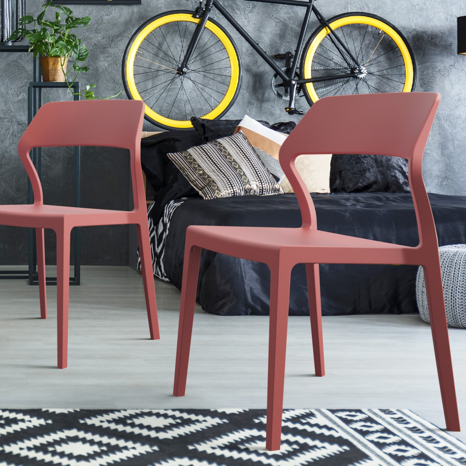 Compamia Snow Dining Chair Olive Green/Marsala- Set of 2