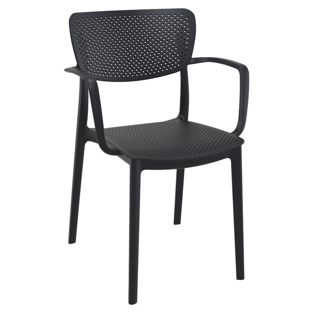 Compamia Loft Outdoor Dining Set with 6 Arm Chairs and 55 inch Extension Table Black/Dark Gray/Taupe/White