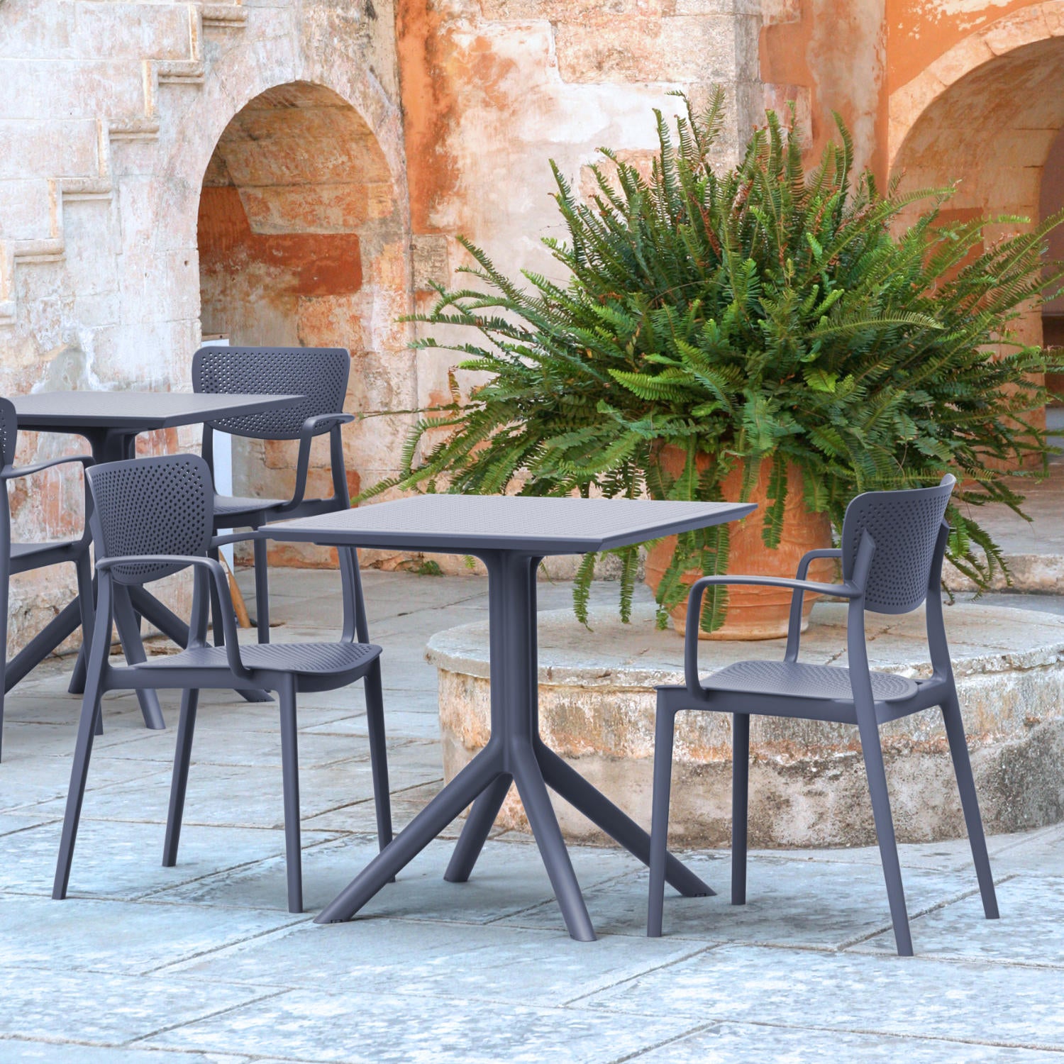 Compamia Loft Bistro Set 3 Piece with 27 inch Table Top in Black/Dark Gray/Taupe/Olive Green/White