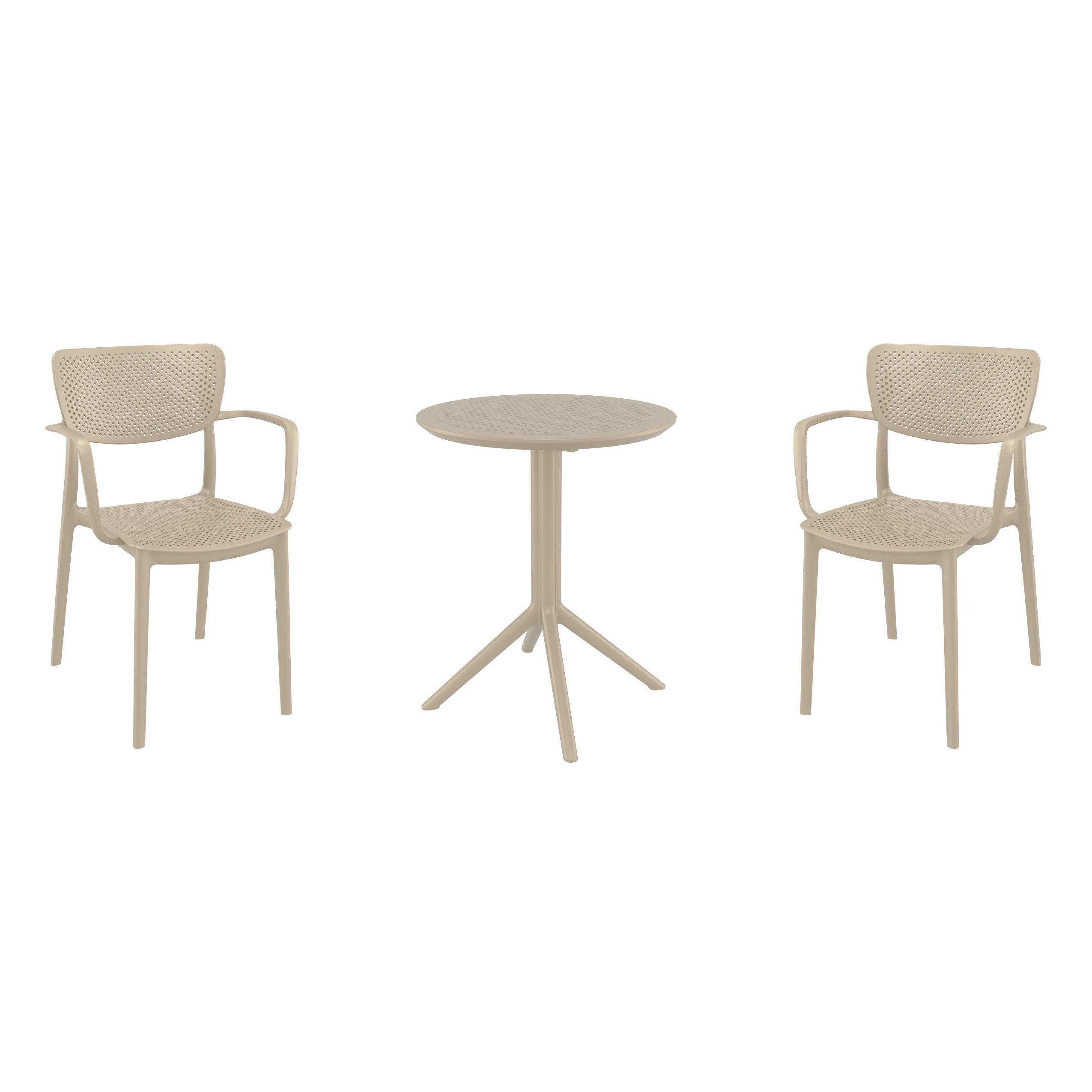 Compamia Loft Bistro Set 3 Piece with 24 inch Table Top in Black/Dark Gray/Taupe/Olive Green/White