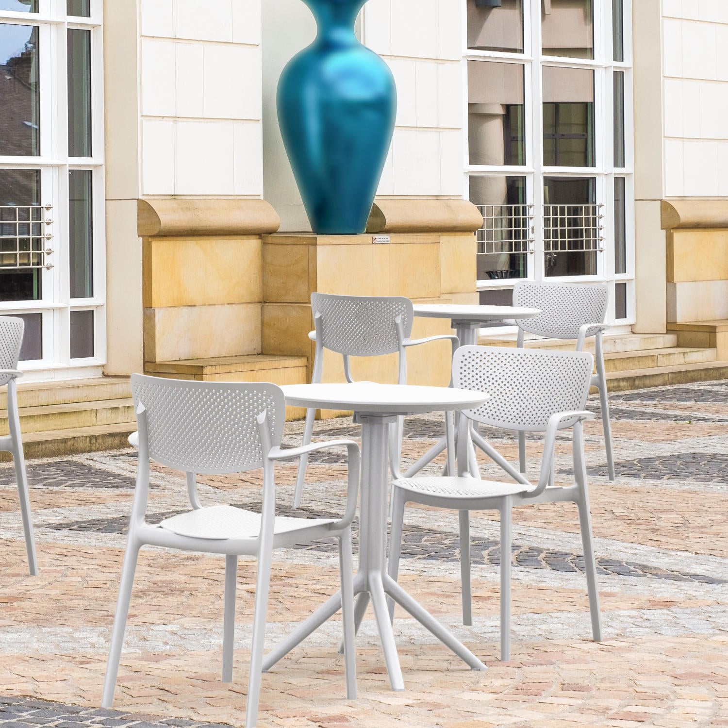 Compamia Loft Bistro Set 3 Piece with 24 inch Table Top in Black/Dark Gray/Taupe/Olive Green/White