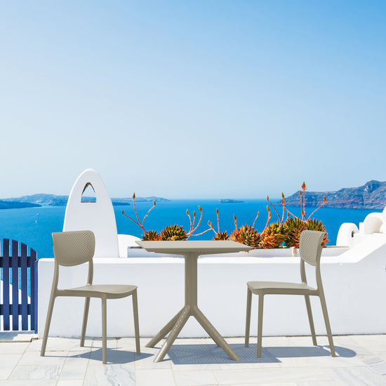 Compamia Lucy Outdoor Bistro Set 3 Piece with 24 inch Table Top Black/Dark Gray/Taupe/White