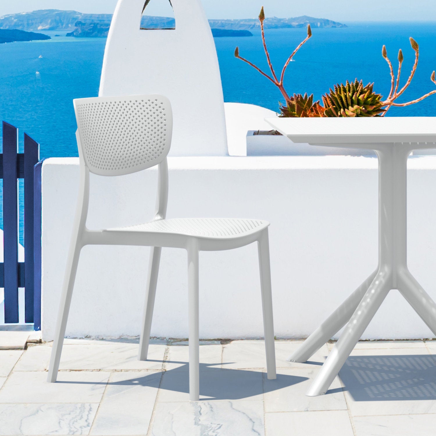 Compamia Lucy Outdoor Bistro Set 3 Piece with 24 inch Table Top Black/Dark Gray/Taupe/White
